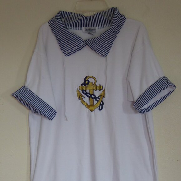 Sailing-theme Casual Top by Oleg Cassini - Picture 1 of 3